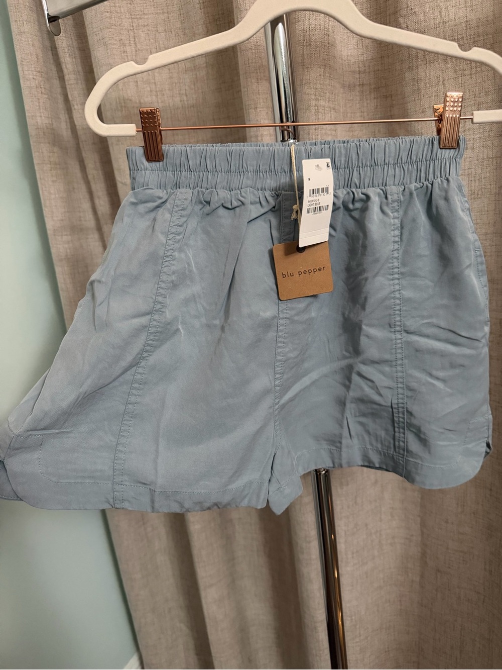 Blu Pepper Light Blue High Waist Elastic Shorts